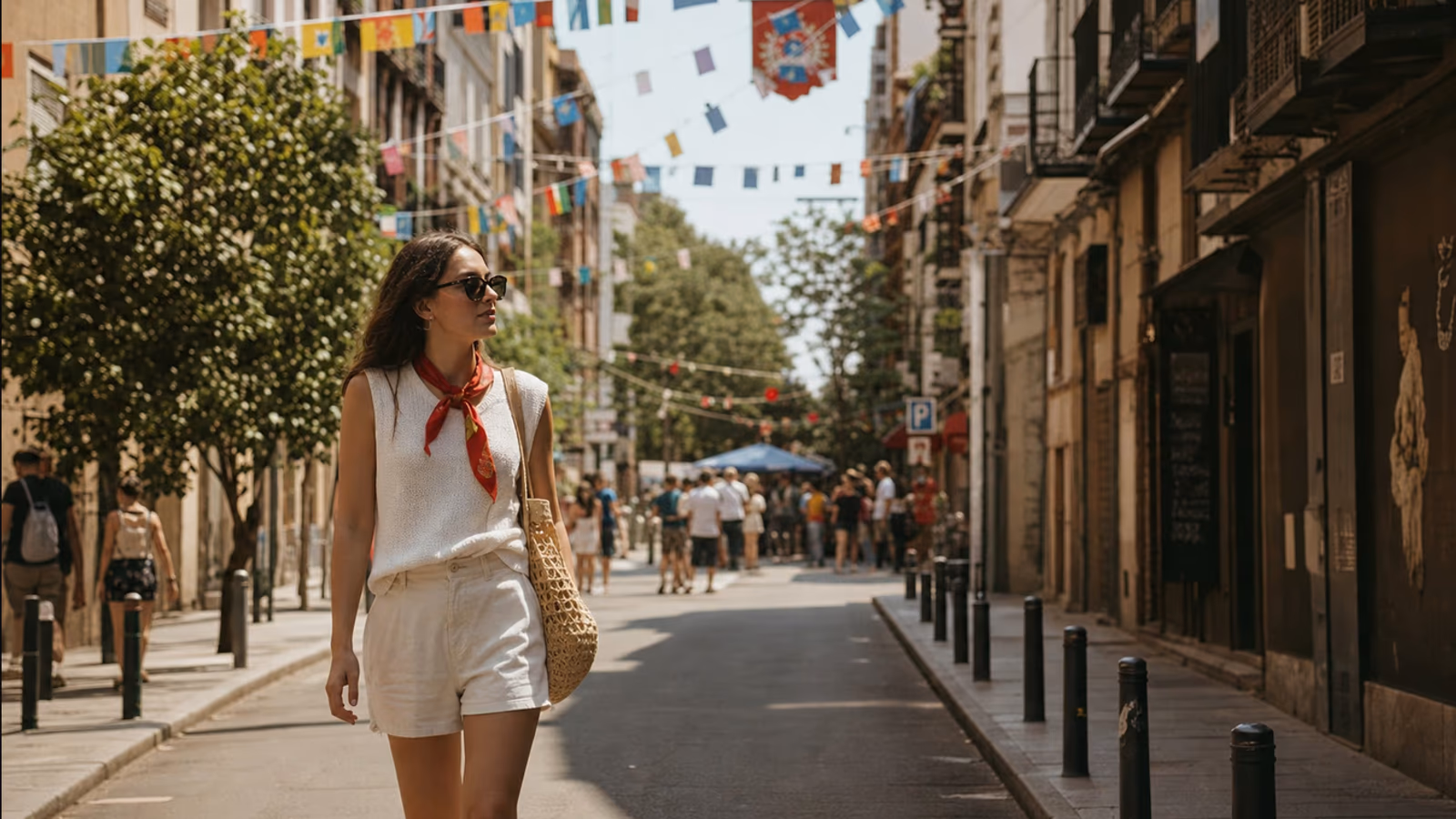 Ambiente festivo en las Fiestas de la Paloma en La Latina